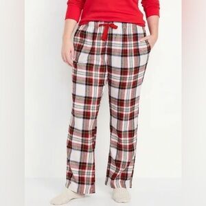 NWT Old Navy White Tartan Plaid Mid-Rise Flannel Pajama Pants for Women size XXL